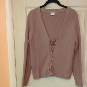 NWOT Abercrombie & Fitch Lace Up Slim Cardigan Brown XL
